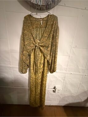 Free People Olive Green Floral Maxi Dress